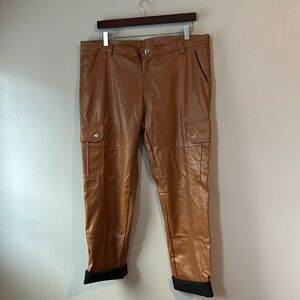Brown Vegan Leather Pants Large